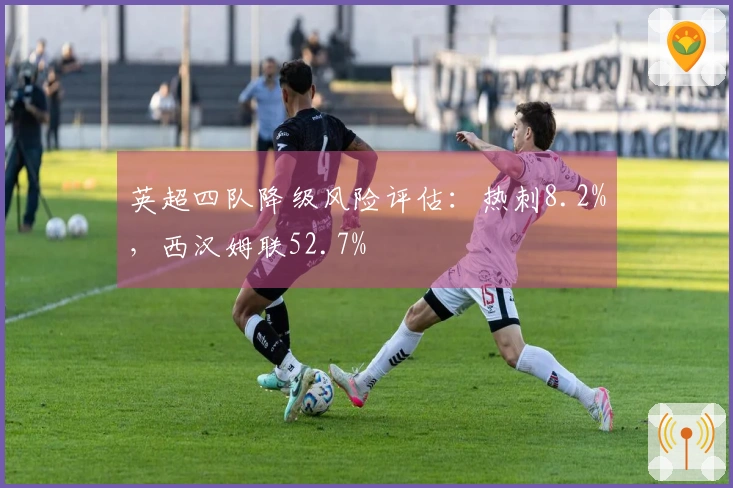 英超四队降级风险评估：热刺8.2%，西汉姆联52.7%